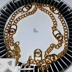 NWT MK GOLD CHAINED BELT GOLD MK LINKS SIZE LARGE / XLARGE WOMANS
